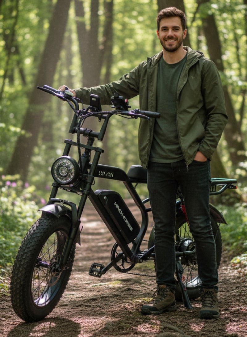 ويندهورس دراجة كهربائية ويند هورس V8 بقوة 1000 واط | بطارية 48V 18Ah | سرعة 60 كم/س | إطارات عريضة مع نظام تعليق مزدوج - Image 3